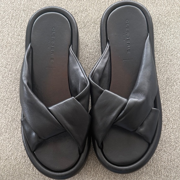 Clergerie Andrew Black Leather platform Slide Sandals - Picture 1 of 4